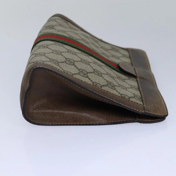 GUCCI GG Supreme Web Sherry Line Clutch Bag PVC Beige Red 84 01 001 Auth th5211 - Picture 16 of 16